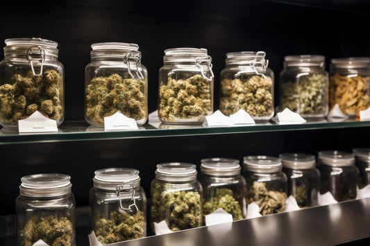 Medical marijuana strains at a dispensary