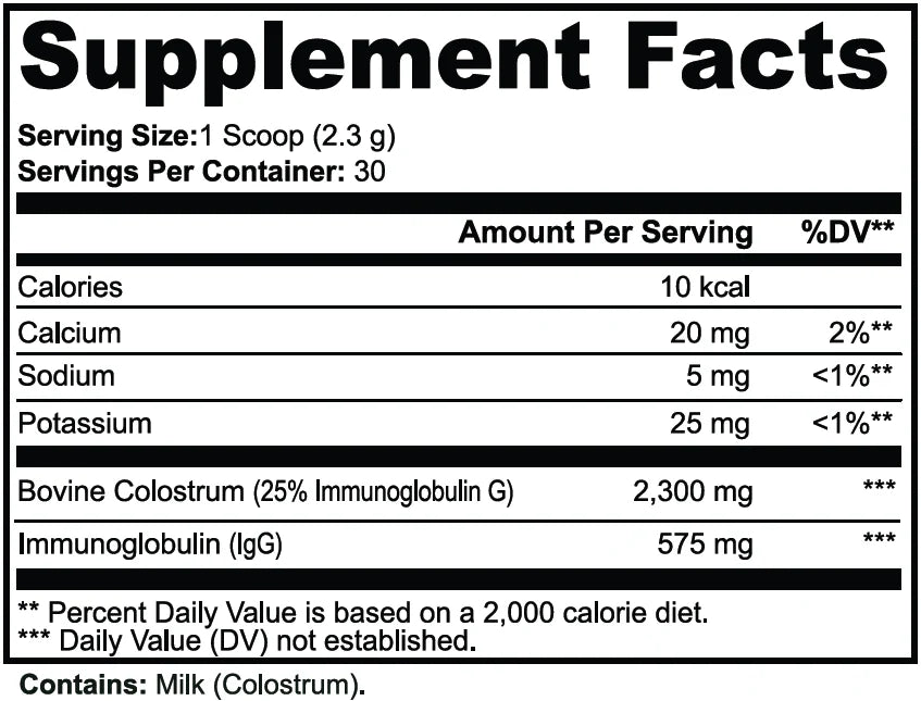 Colostrum Powder Supplement Facts