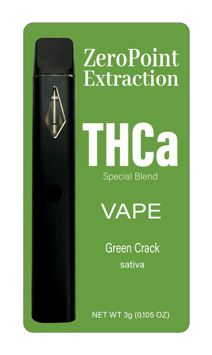 ZeroPoint Extraction THCa vape packaging with green and black design