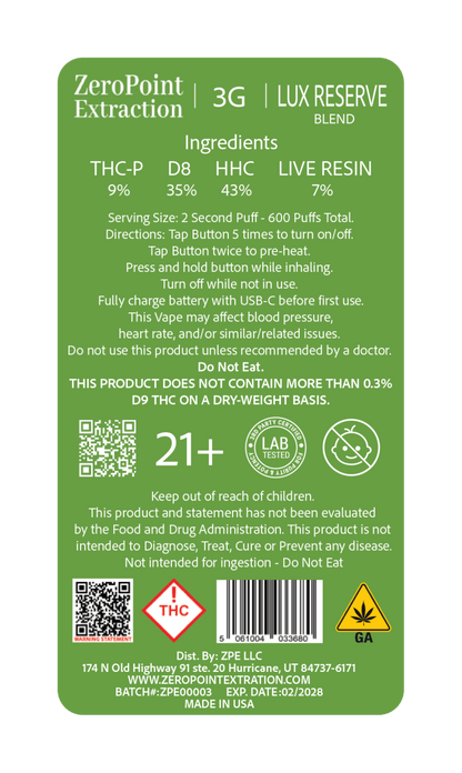 Green Crack Ingredients Card